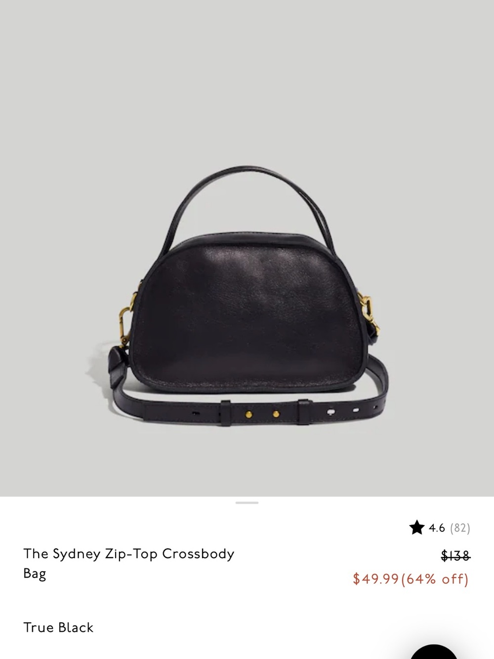 Madewell The Sydney Zip-Top Crossbody Bag - True Black